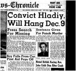 Convict Hladiy Will Hang Dec. 9 : Sentence Given for Panok Murder