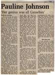 "Pauline Johnson 'Her Genius Was All Canadian'"