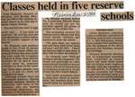 "Classes Held in Five Reserve Schools"
